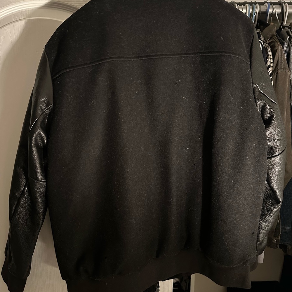 Leather and Wool Bomber Jacket